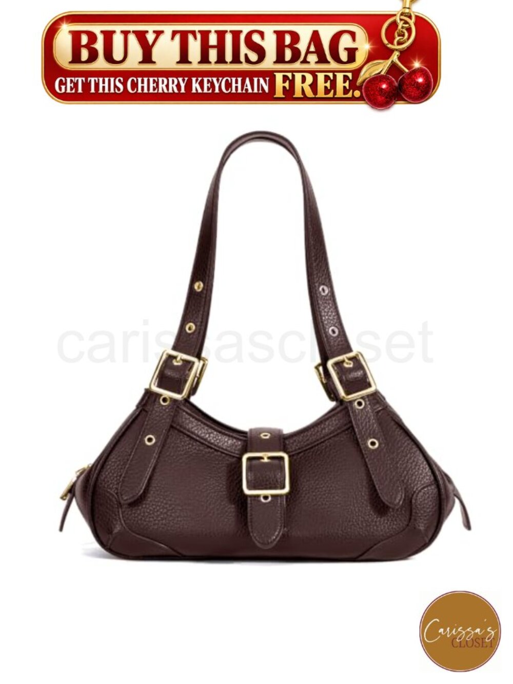 ✨ CATSEA PU Vegan Leather Shoulder Bag Retro Y2K 90s Crescent Handbag Purse